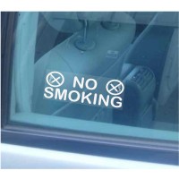 2 x No Smoking Window Stickers-Small Version-For Business,Taxi,Mini Cab,Home,Car,Van,Vehicle-Health and Safety 